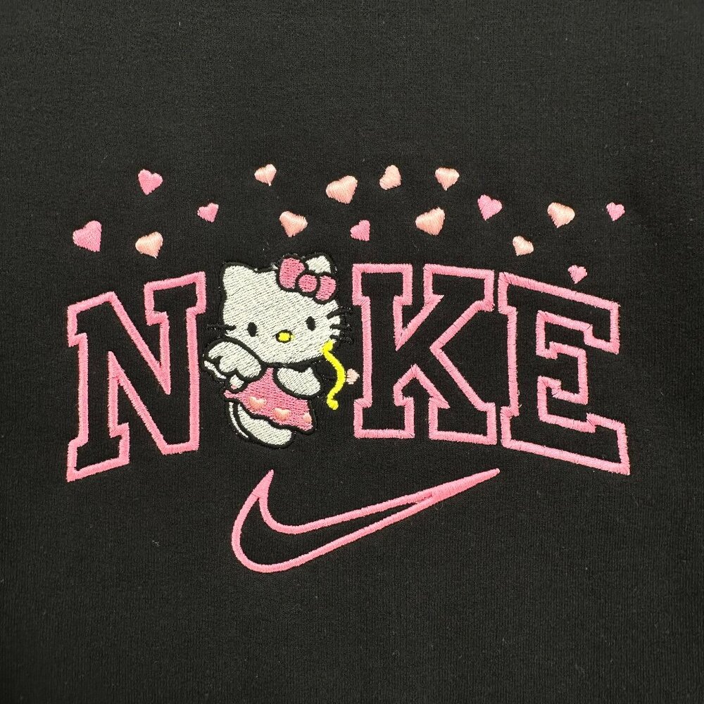 Nike Hello Kitty Sweatshirt TODDLER Unisex Embroidered Fleece Crewneck Hearts - Picture 3 of 8